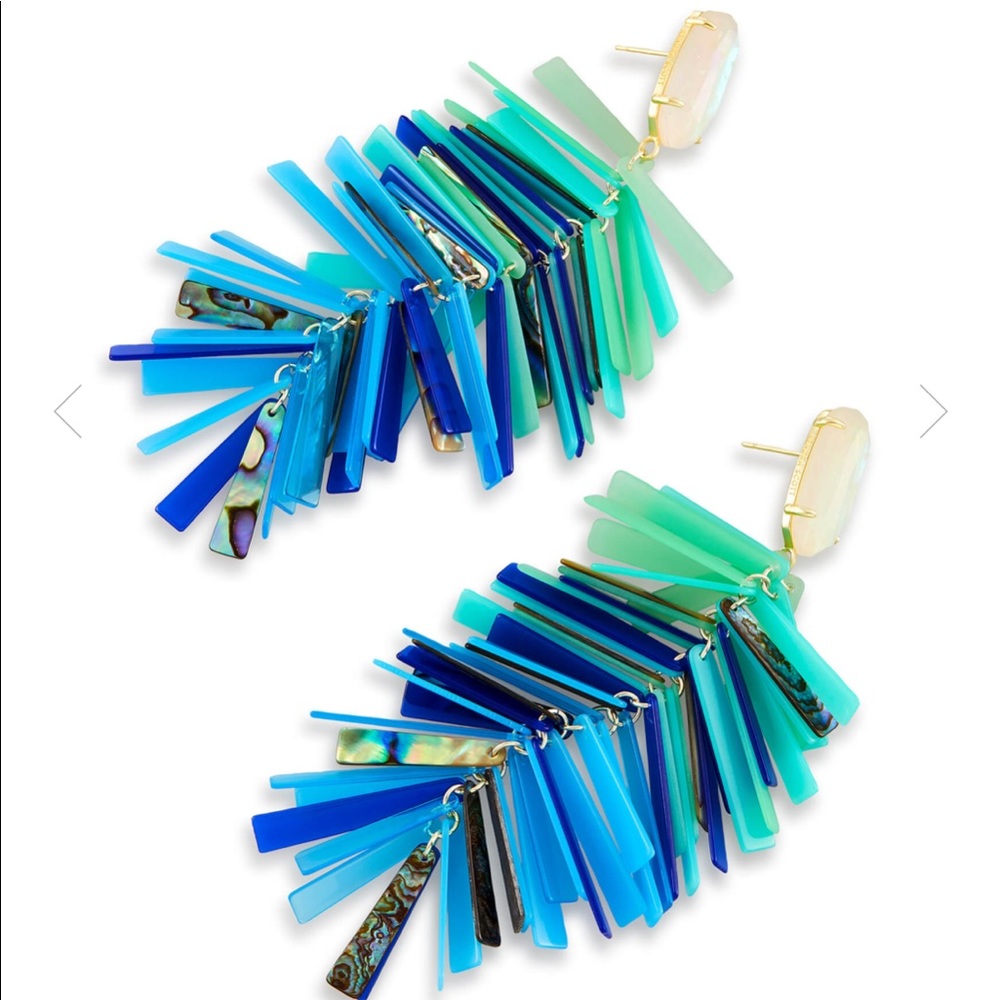 Kendra Scott Earrings Justyne abalone blue green - Picture 5 of 7